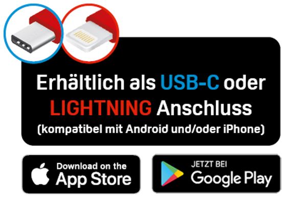 Hinweis auf Verwendung mit App für AppStore und GooglePlay