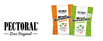 Pectoralpackungen mit Logo auf weißem Hintergrund