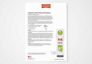 Produktdatenblatt mit mosquito protect Zeckenschutzspray mit Bild und Beschreibung